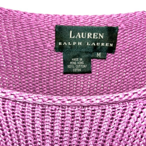 Ralph Lauren mauve lavender cotton roll hem neckline sweater M - Picture 2 of 3